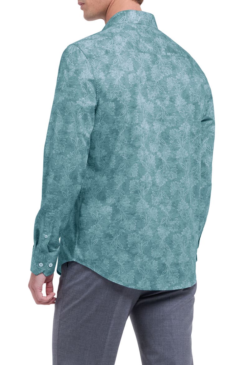 Julian Shaped Fit Floral Button-Up Shirt, Alternate, color, SEAFOAM