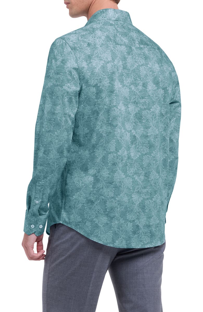 Bugatchi Julian Shaped Fit Floral Button-Up Shirt, Alternate, color, Seafoam