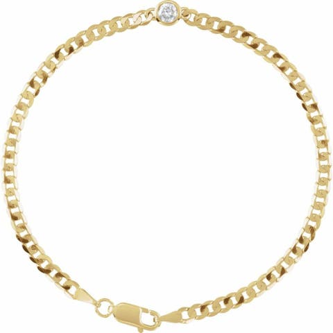 1/4 CT Natural Diamond Link Bracelet in 14K Gold