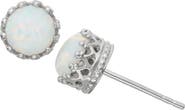FZN Sterling Silver Crown Stone Stud Earrings