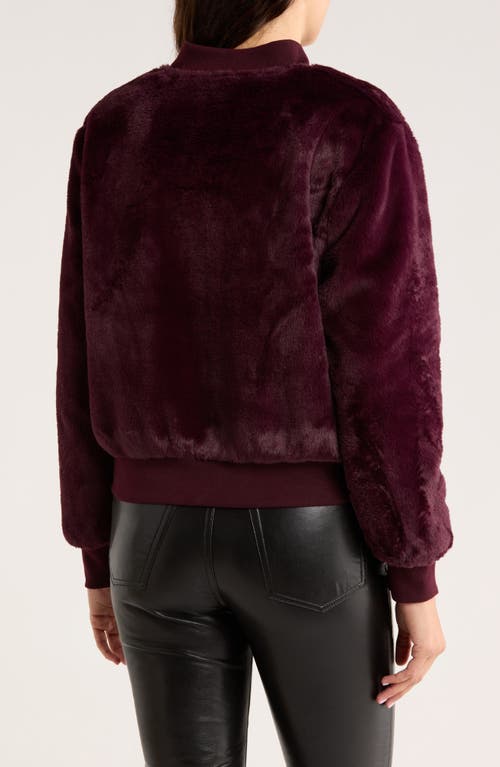 Sanctuary Luxe Faux Fur Zip Bomber Jacket In Burgundy