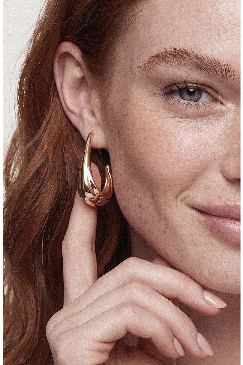 Liquid U-Shape Hoop Earrings, Alternate, color, GOLD