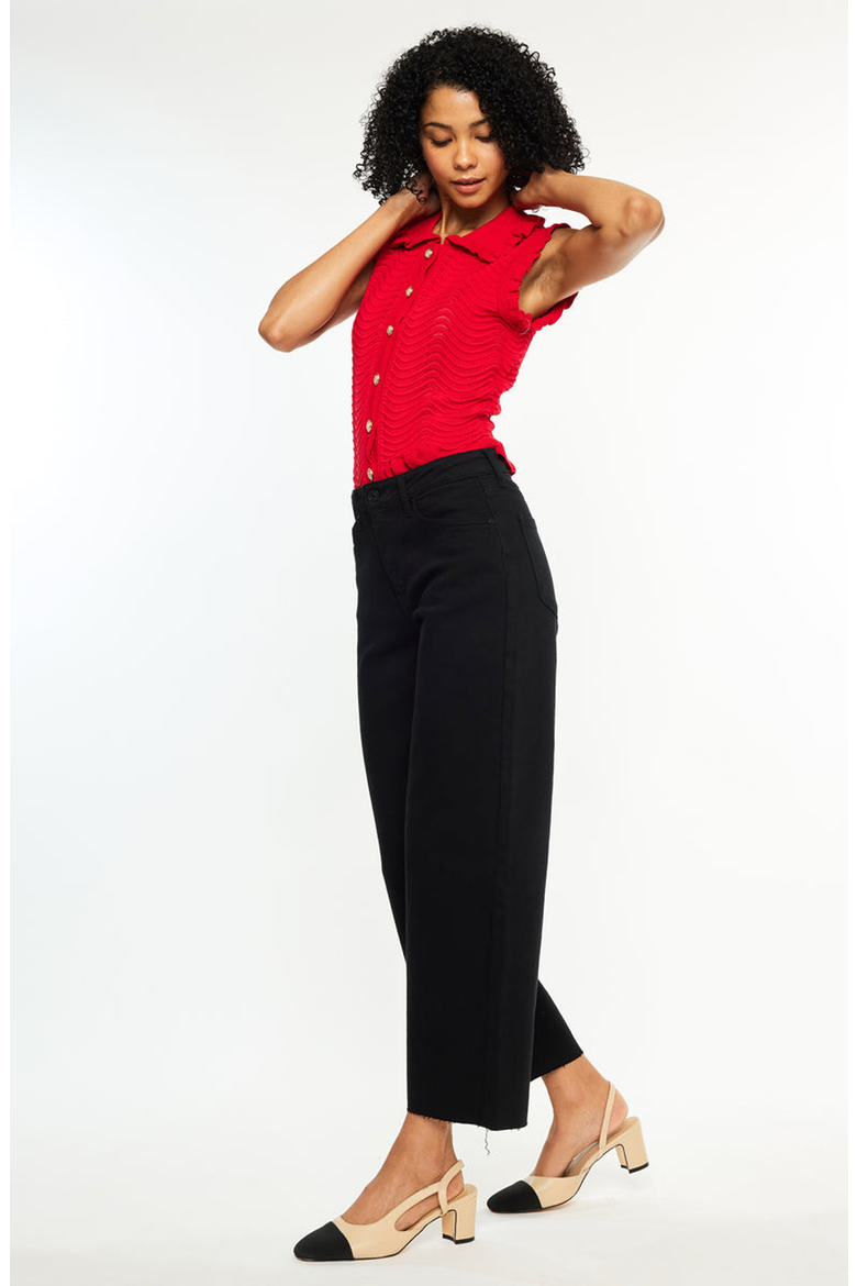 Dianella High Rise Crop Wide Leg Jeans, Alternate, color, Black
