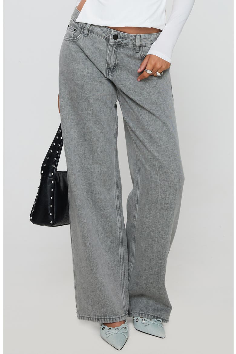 Ellanor Slouchy Low Rise Wide Leg Jeans, Main, color, WASHED GREY