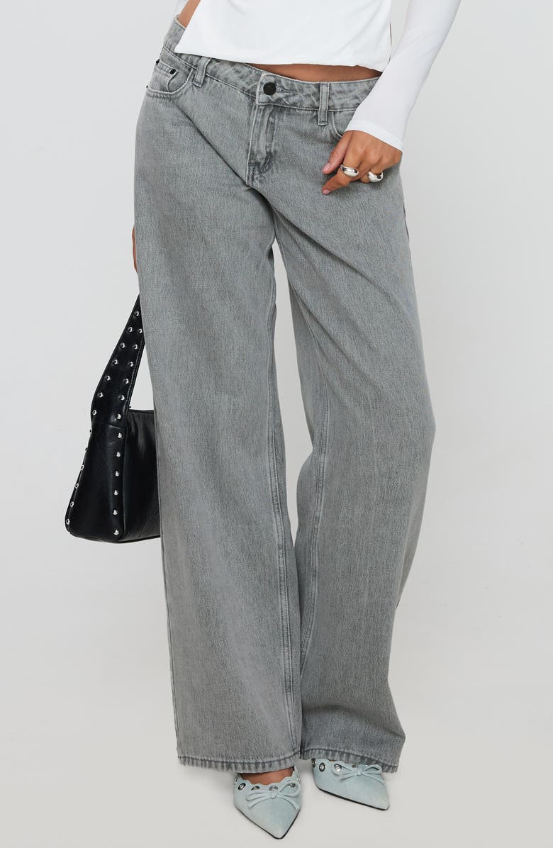 Princess Polly Ellanor Slouchy Low Rise Wide Leg Jeans, Main, color, Washed Grey