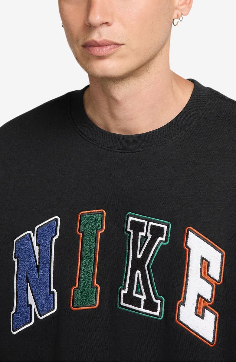Nike Sportswear Club Appliqué Fleece Crewneck Sweatshirt, Alternate, color, Black/ White