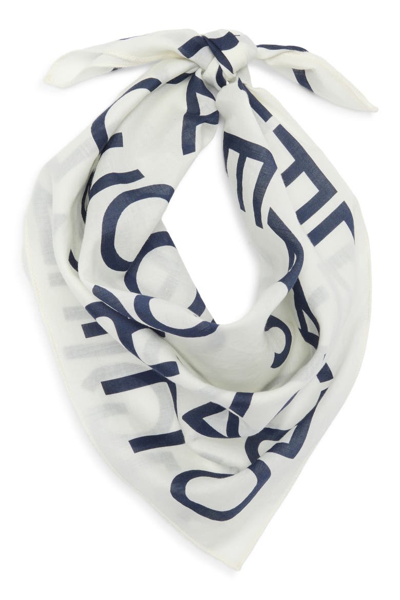 Le Text Cotton Bandana, Main, color, CREAM/ NAVY