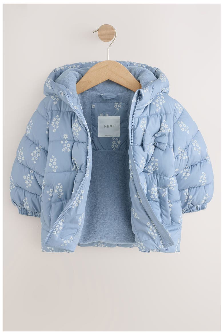 Kids' Ditsy Hooded Puffer Coat, Alternate, color, BLUE