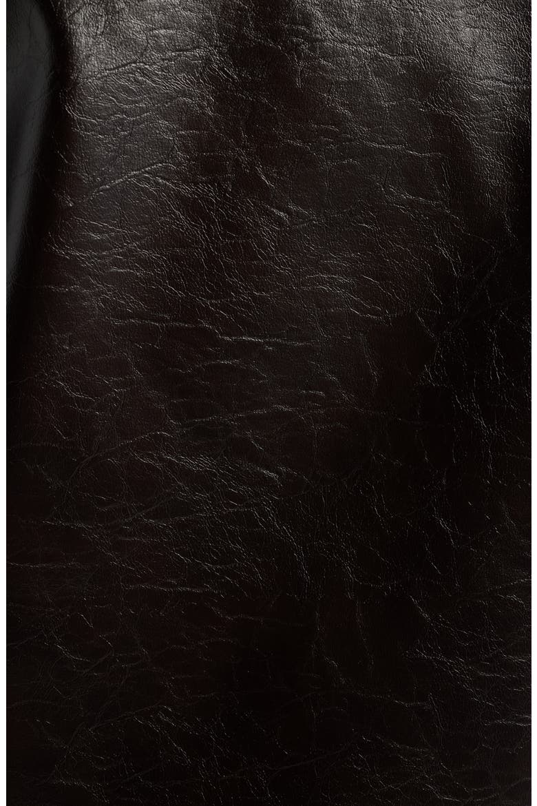 Slim Fit Faux Leather Jacket With Faux Fur Collar, Alternate, color, DARK BROWN