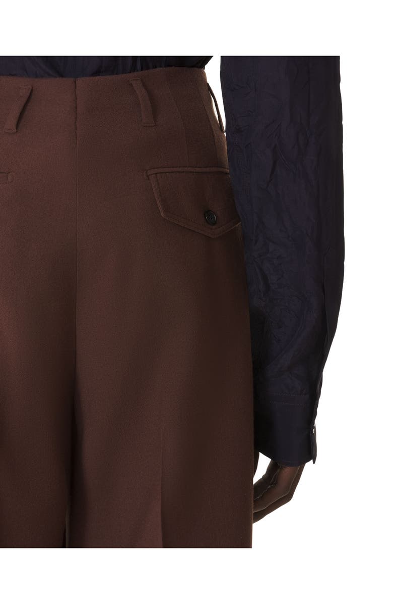 Lanvin Wide-Leg Flannel Pants in Woven Wool, Alternate, color, Mocha
