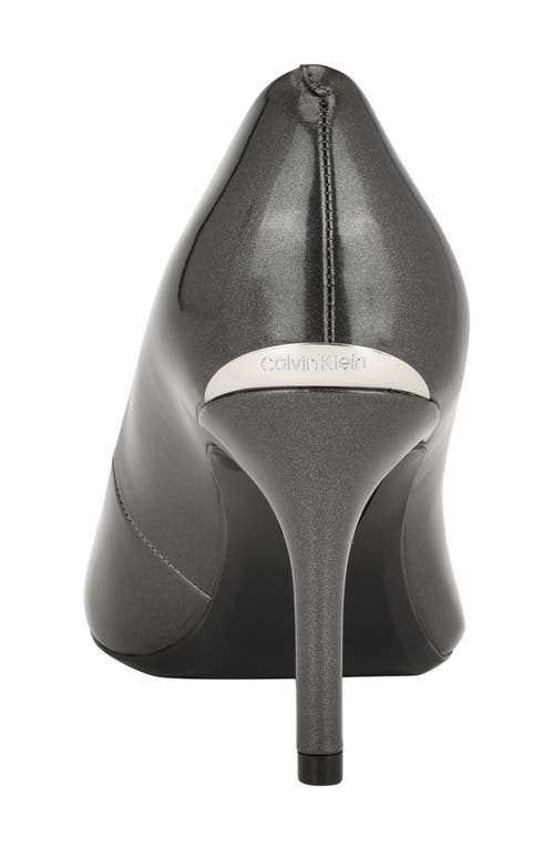 Calvin Klein Gayle Pointed Toe Pump In Pewter Patent