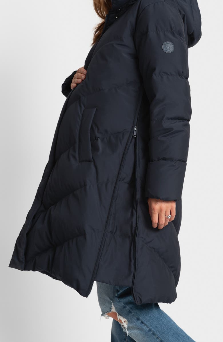 Seraphine Quilted Maternity Puffer Jacket with Zip-in Panel & Removable Hood, Alternate, color, 