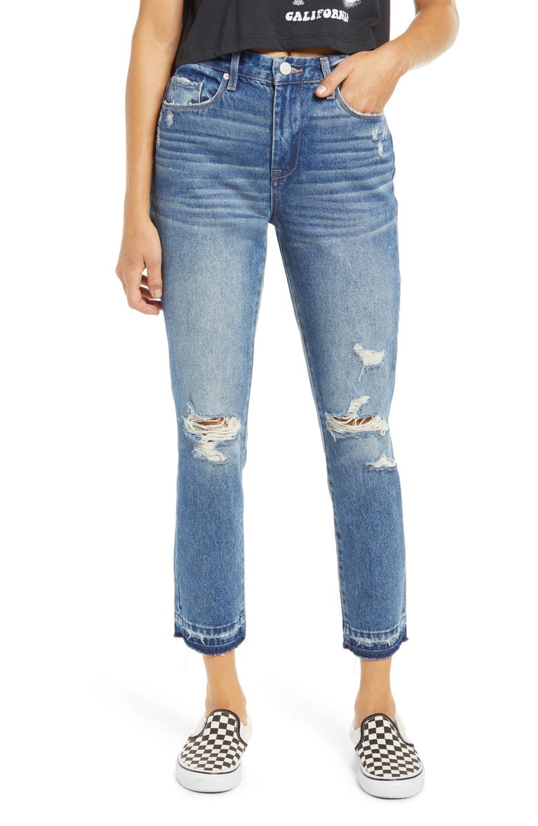 BLANKNYC The Madison Ripped Straight Leg Crop Jeans, Main, color,