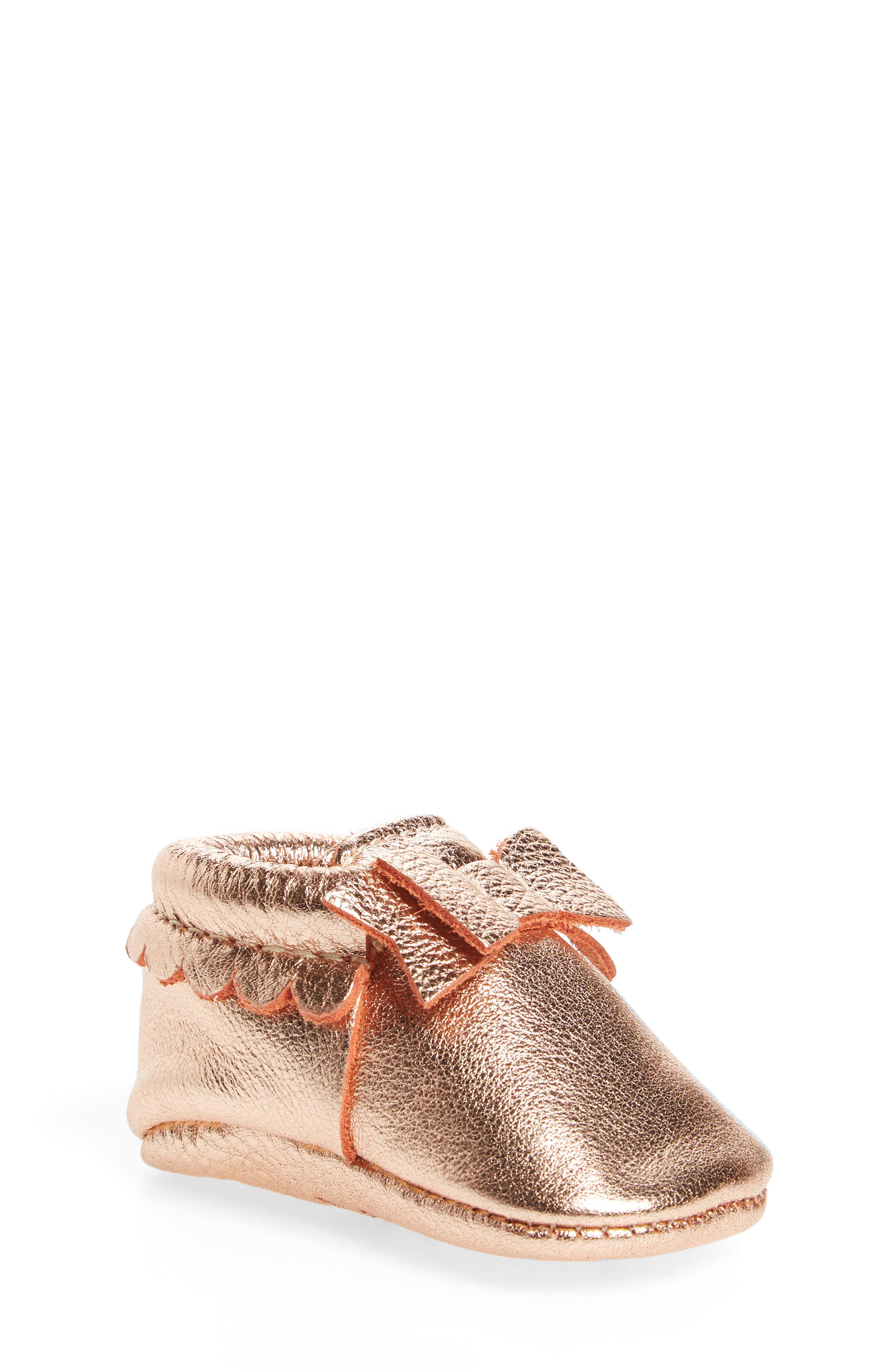 Bow Moccasin, Main, color, ROSE GOLD