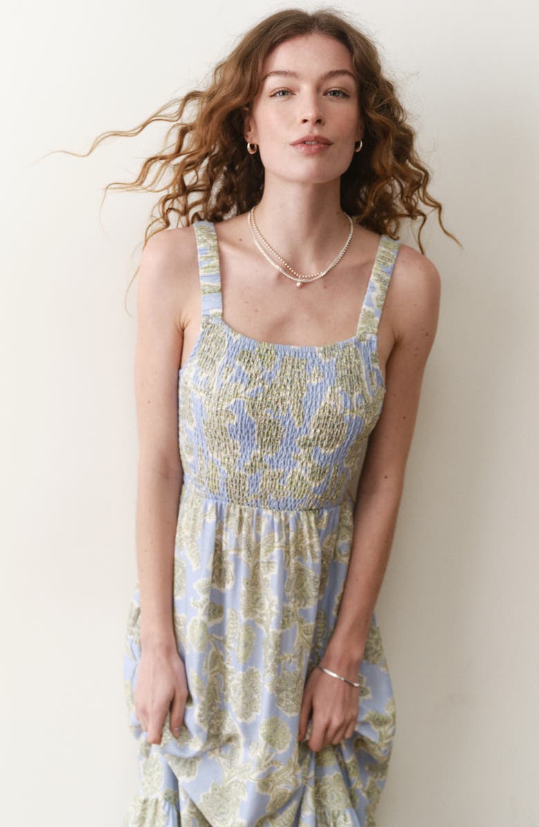 Marine Layer Selene Floral Maxi Dress, Alternate, color, Blue Floral