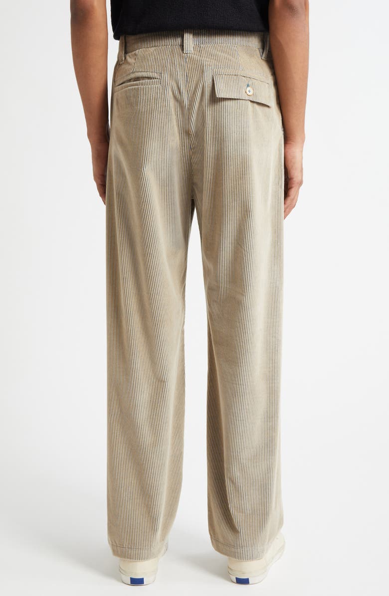 The Elder Statesman Pleated Corduroy Trousers, Alternate, color, Silver/ Camel