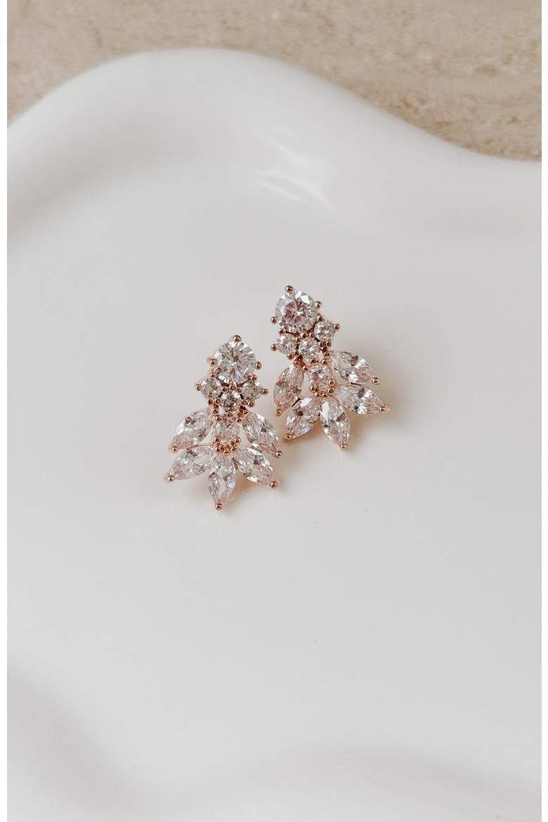 Carla Crystal Stud Earrings, Alternate, color, Rose Gold