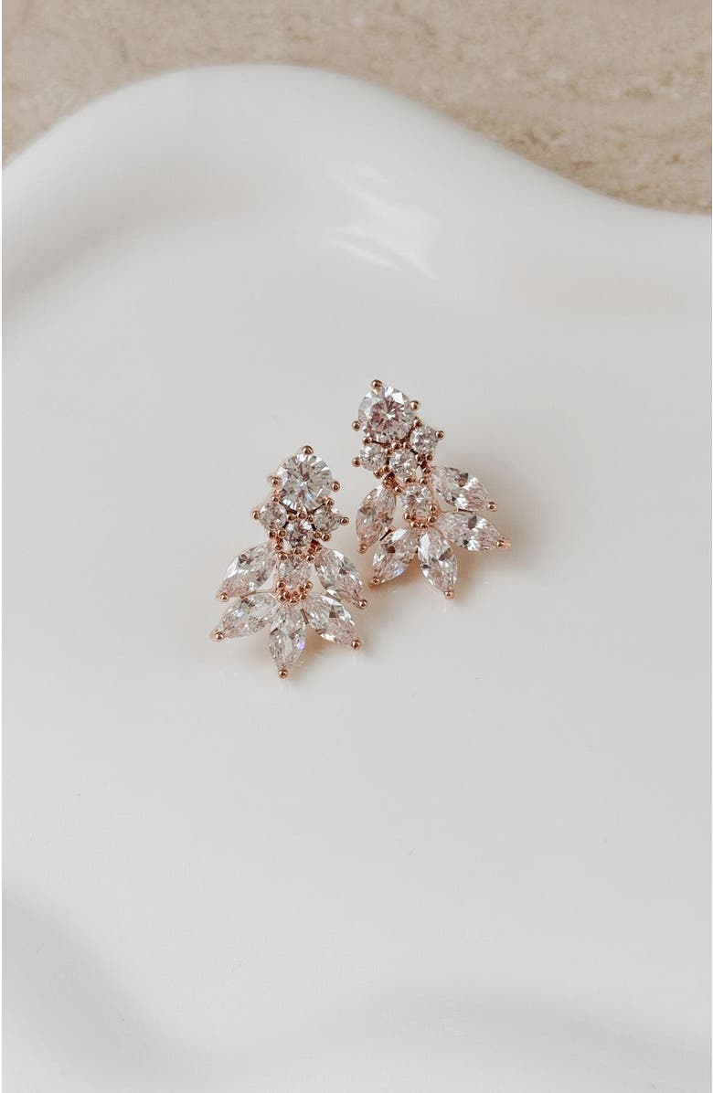 Untamed Petals Carla Crystal Stud Earrings, Alternate, color, Rose Gold