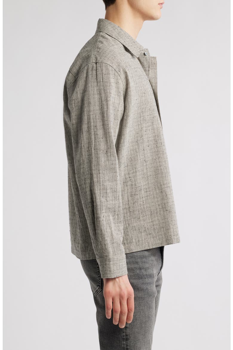 Textured Cotton & Linen Button-Up Shirt, Alternate, color, BEIGE MULTI