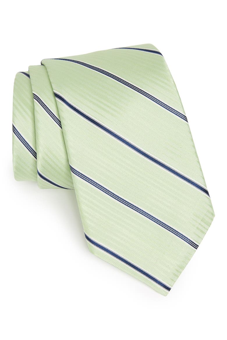 Stripe Woven Silk Tie, Main, color, GREEN
