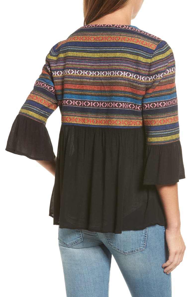 Pleione Embroidered Jacquard & Gauze Top, Alternate, color, 