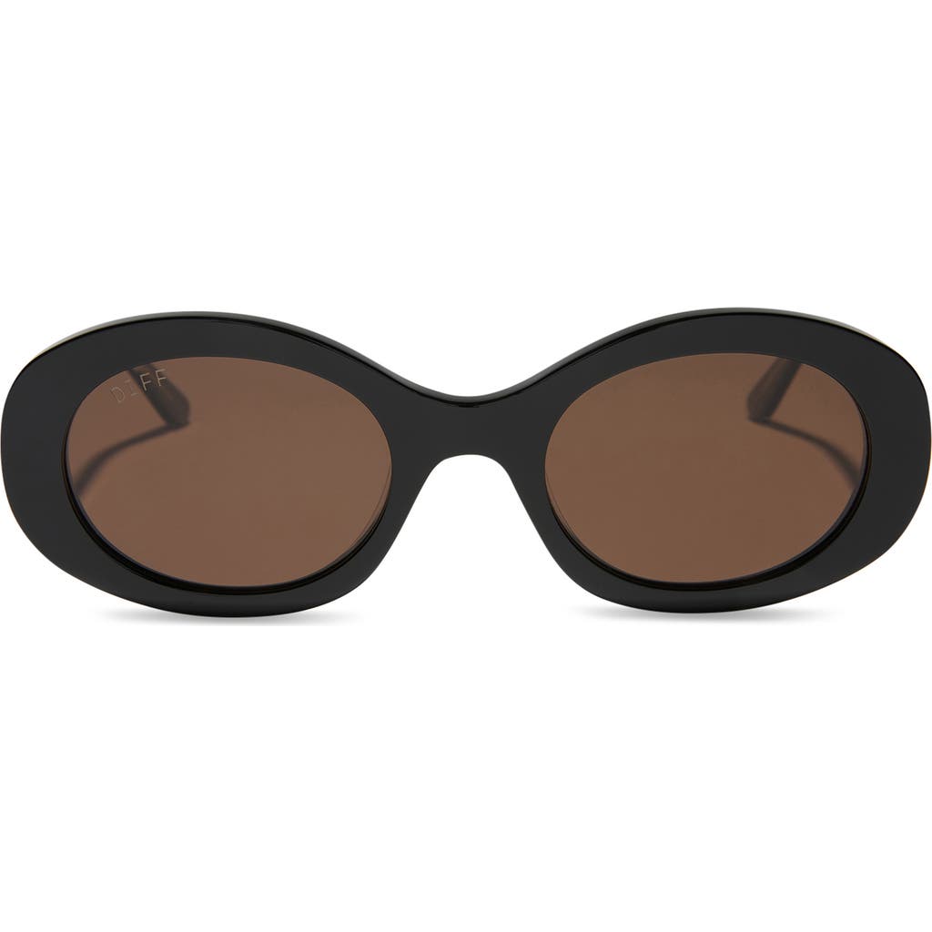 Diff Lainey 52mm Polarized Oval Sunglasses In Black / Brown