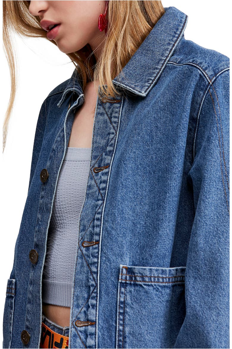 Denim Utility Jacket, Alternate, color, DARK DENIM
