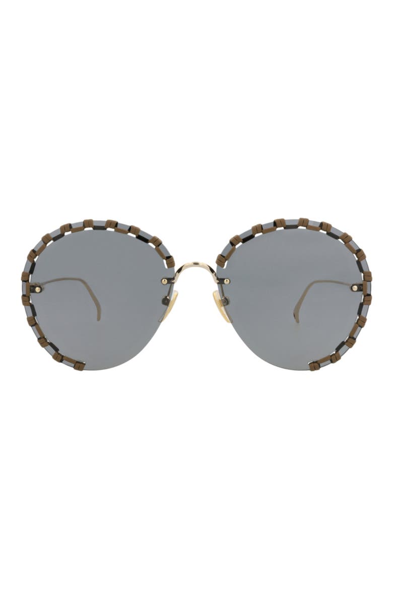 63mm Round Sunglasses, Main, color, GOLD GOLD GREY
