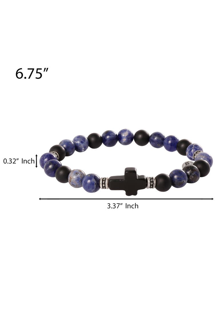Sodalite Bead Stretch Bracelets with Cross Accents, Alternate, color, Navy Blue