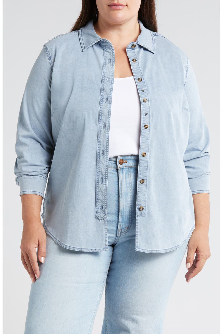 Chambray Button-Up Shirt, Main, color, HERITAGE BLUE