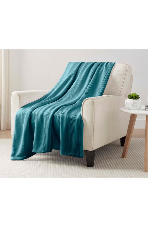 Vellux Textured Cotton Throw Blanket In Green