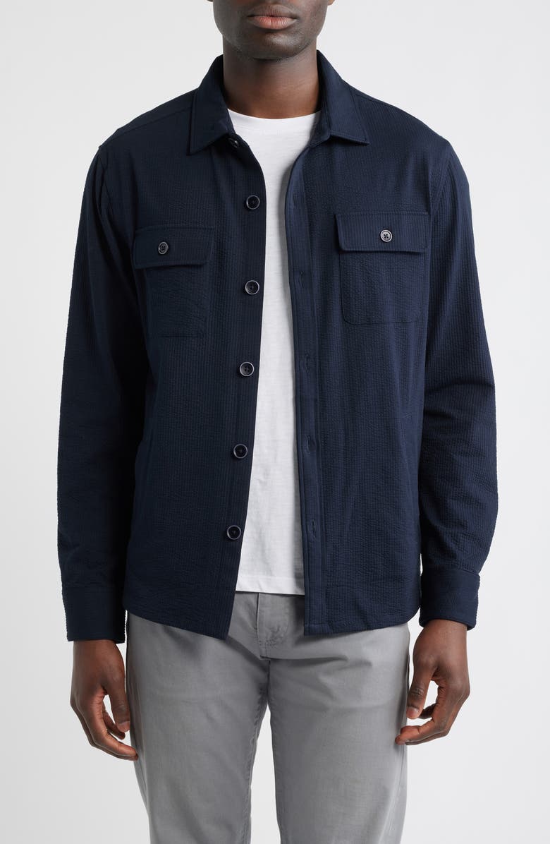 Robert Barakett Abram Rib Knit Overshirt, Main, color, Navy