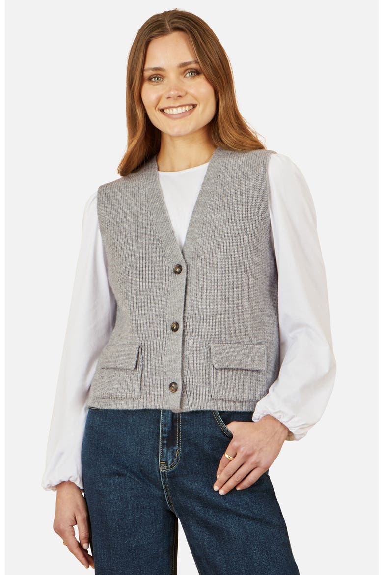 Knitted Pullover Waistcoat, Main, color, Grey