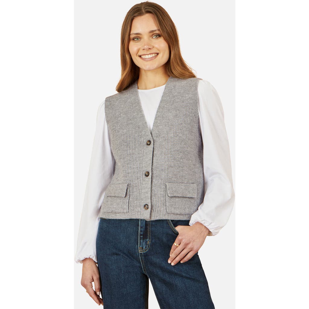 Yumi Knitted Pullover Waistcoat In Gray