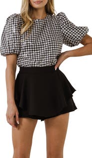 English Factory Sequin Gingham Top