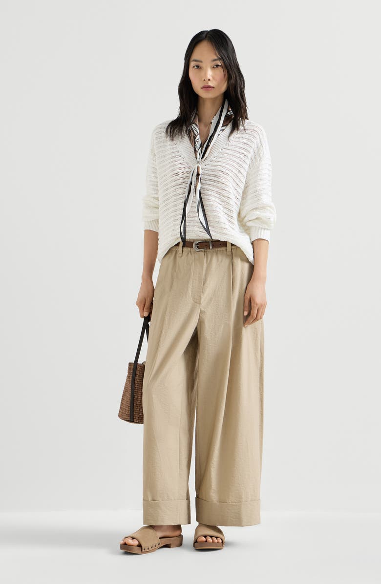 Brunello Cucinelli Sweater with openwork stripes, Alternate, color, White