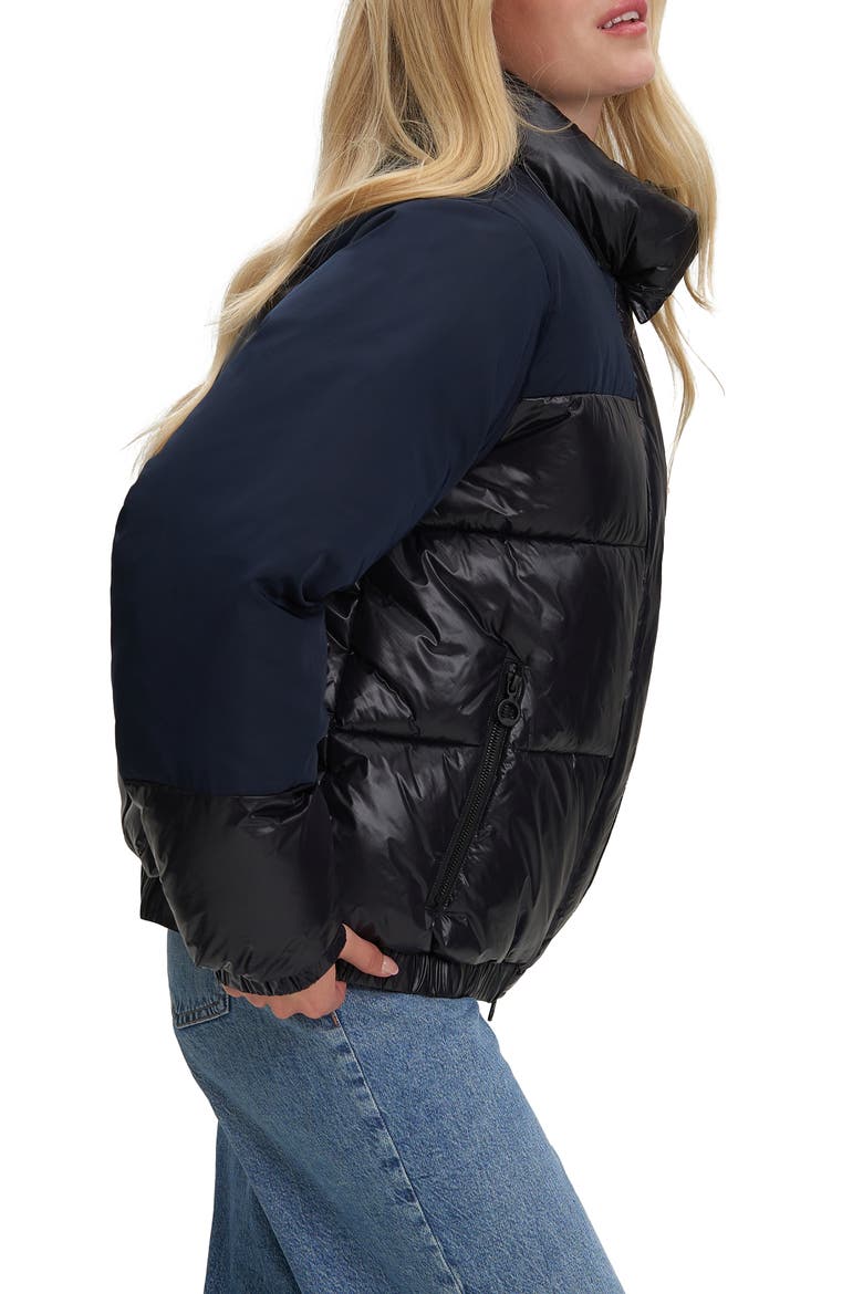 Juniper Mixed Media Puffer Jacket, Alternate, color, BLACK