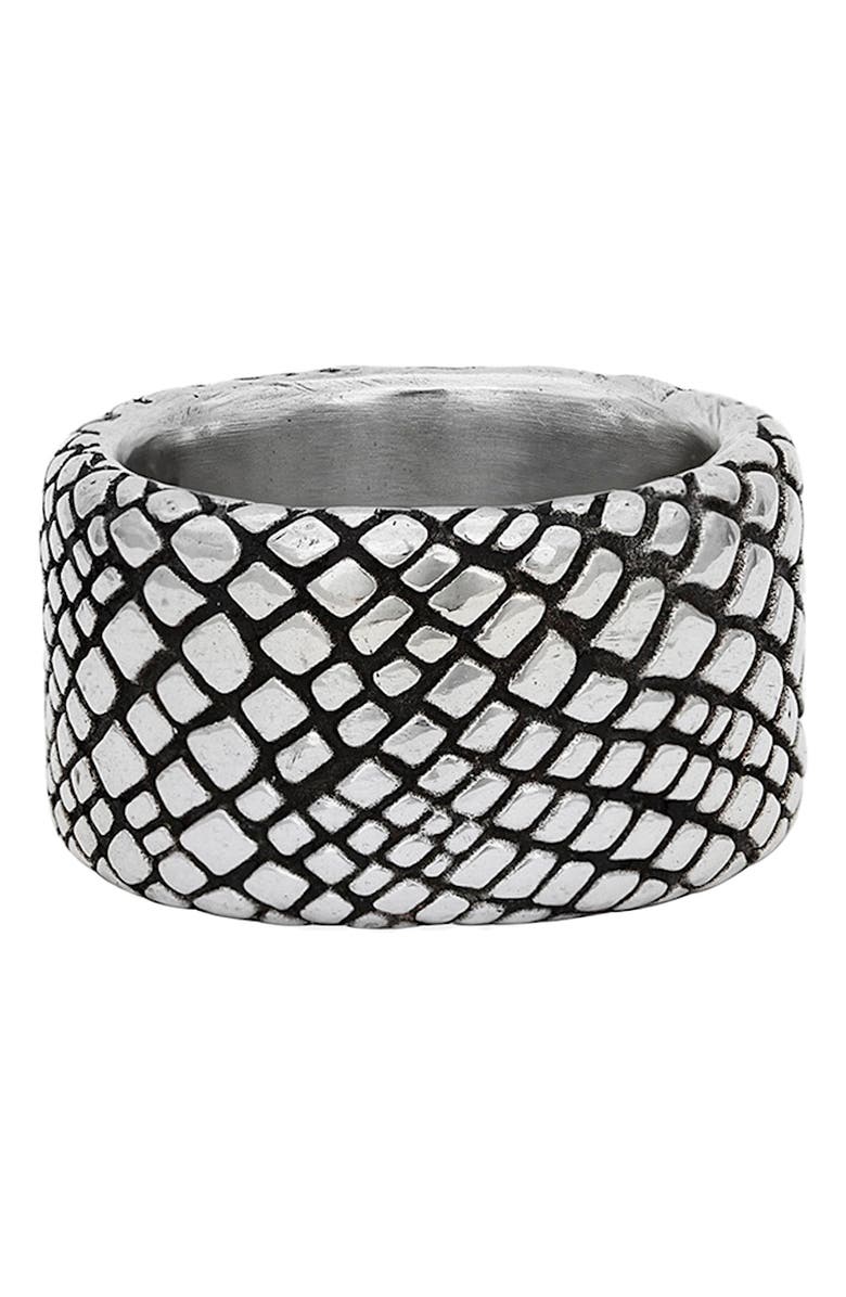 John Varvatos Men's Snakeskin Texture Band Ring, Main, color, Silver