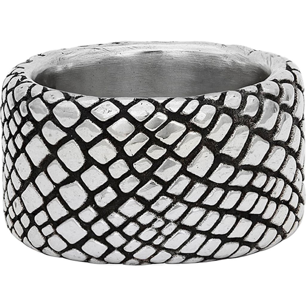 John Varvatos Snakeskin Texture Band Ring In Silver