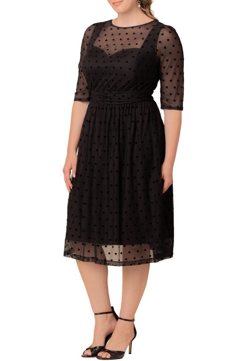 Vita Cocktail Dress, Alternate, color, NOIR DOT