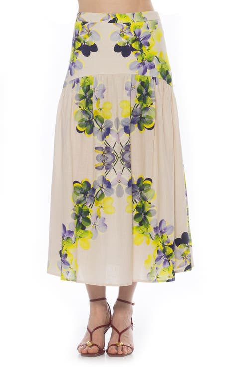 Michel High Waist Shirred Midi Skirt