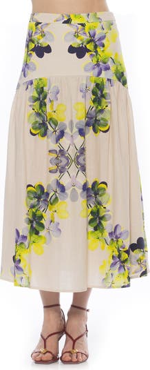 Michel High Waist Shirred Midi Skirt
