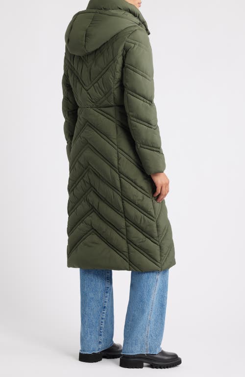 Bernardo Longline Hooded Puffer Jacket In Green