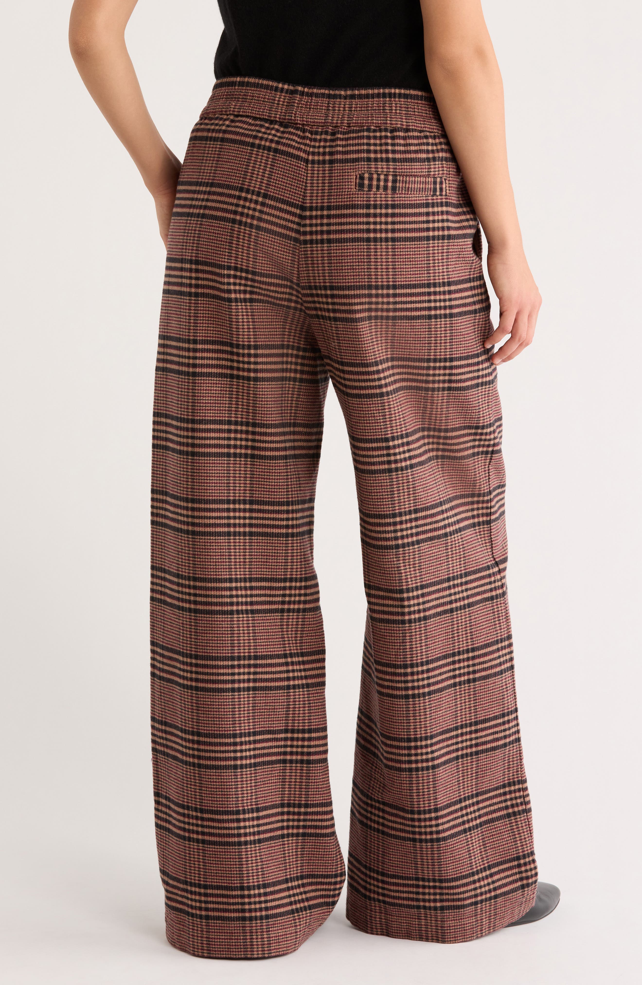 Allison Plaid Pull-On Wide Leg Moleskin Pants - image 2