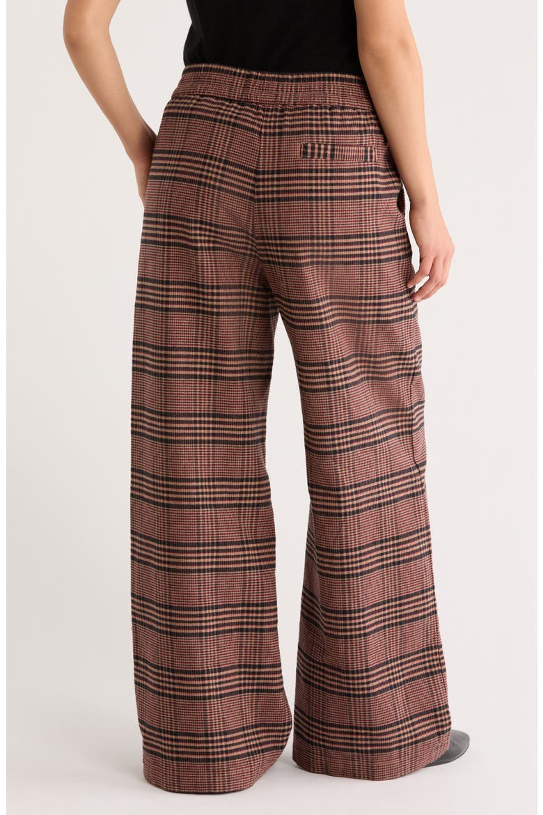 Allison Plaid Pull-On Wide Leg Moleskin Pants, Alternate, color, WARM PLAID