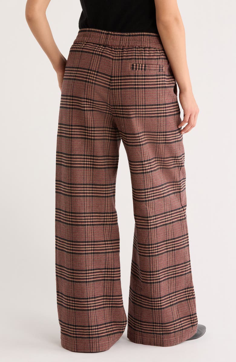 Marine Layer Allison Plaid Pull-On Wide Leg Moleskin Pants, Alternate, color, Warm Plaid