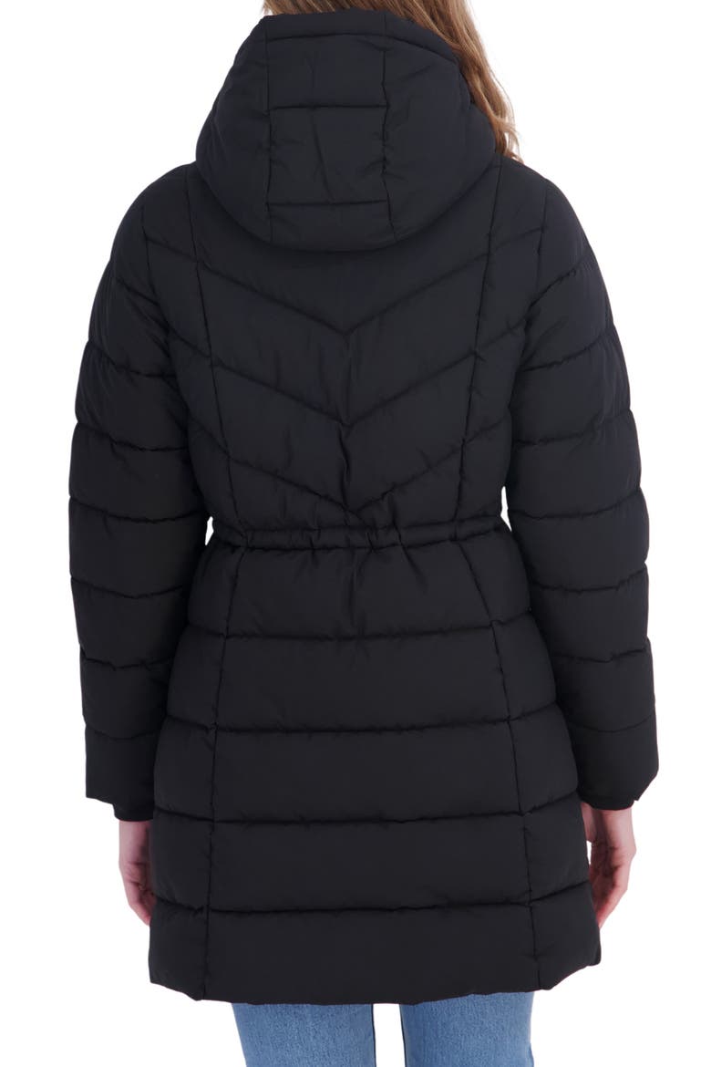 Stretch 3/4 Anorak Puffer Jacket, Alternate, color, BLACK
