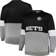 FANATICS Men's Fanatics Branded Black/Heather Gray Brooklyn Nets Big & Tall Split Pullover Sweatshirt