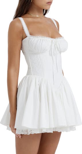 Pintuck Lace Trim Babydoll Dress