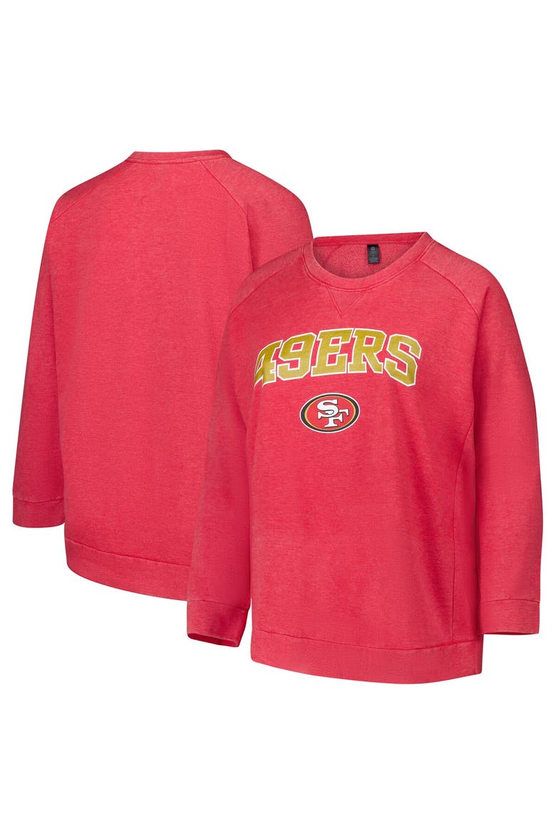 Women's Fanatics  Red San Francisco 49ers Acid Wash Raglan Pullover Sweatshirt, Alternate, color, Red